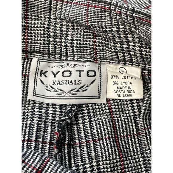 Vintage Kyoto Kasuals Stirrup Pants Size 9 Gray Black Red Checked Preppy Career - Picture 4 of 7